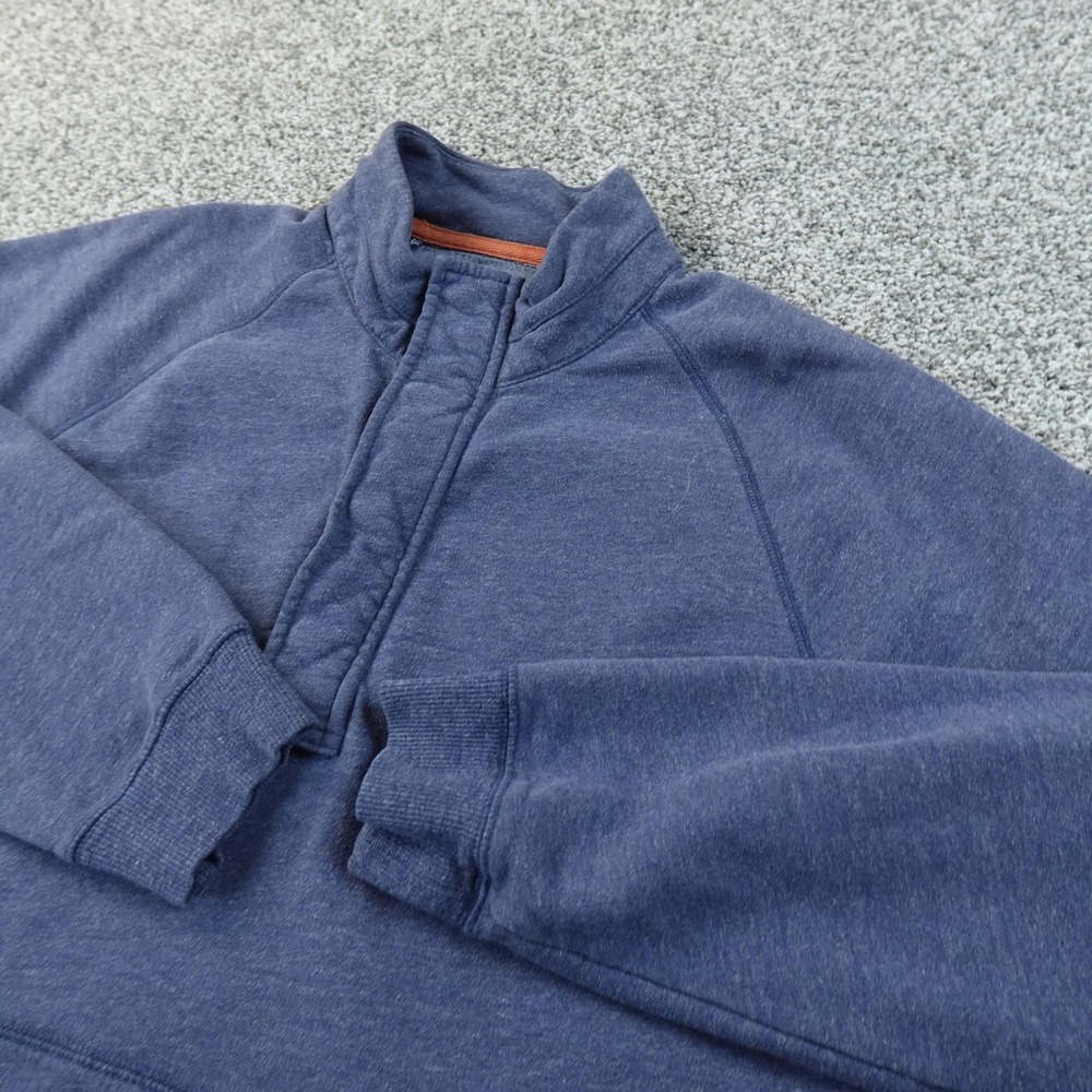 LL Bean Sweatshirt Mens M Blue 1/4 Zip Mock Neck Pullover Kangaroo Sweater Hike